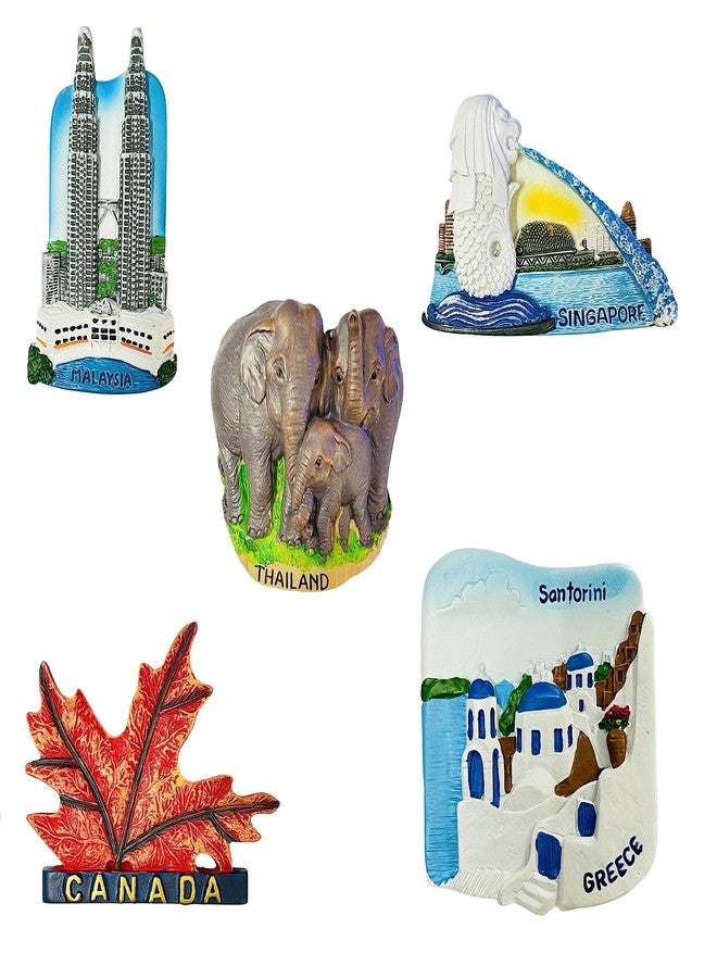 KRIWIN Travel Theme Different Countries 3D Resin Fridge Magnets Pack of 5 - Image 1